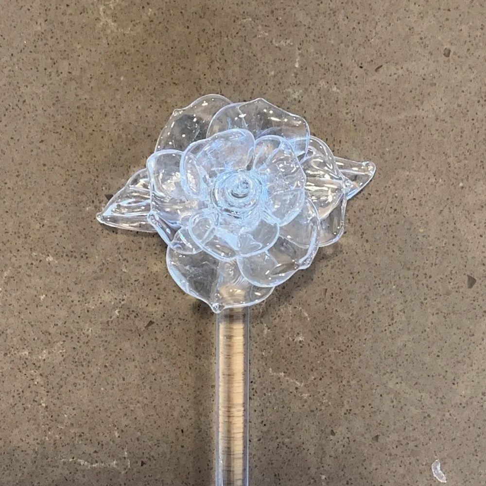 NWOT Vtg Princess House Crystal Glass Flower Swizzle Stick Stirrer 11”